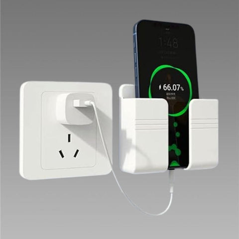 Wall Mounted Mobile Holder With Adhesive Strips& Charging Holder