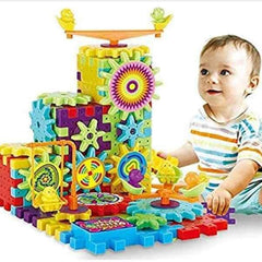 Battery Operated 81pcs Rotating Building Blocks with Gears for STEM Learning