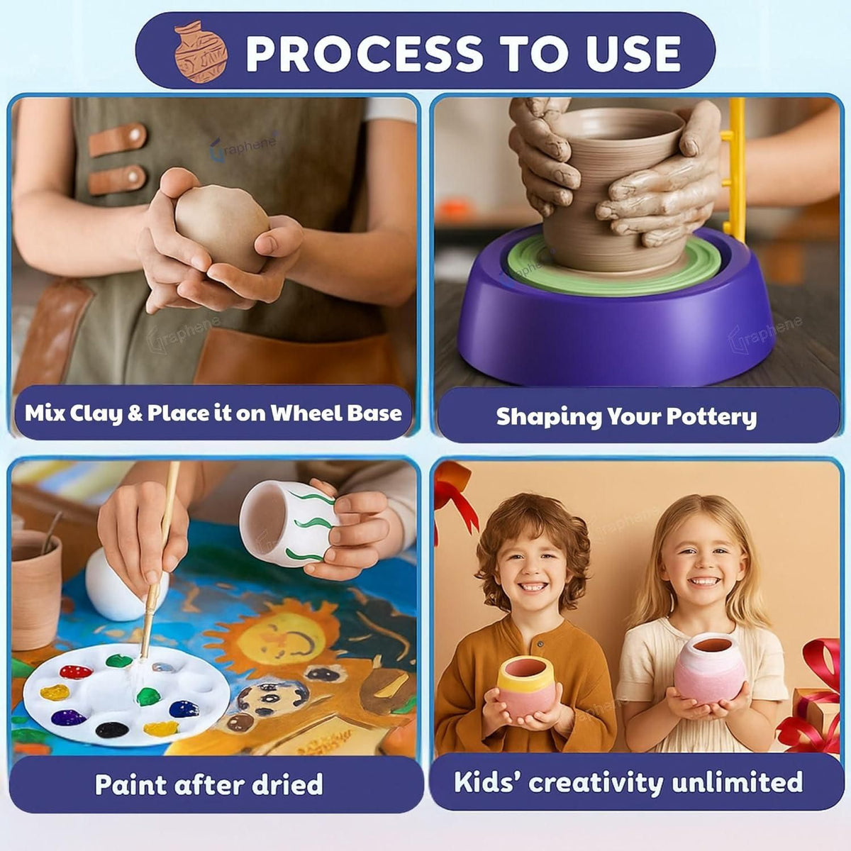 Kids Pottery Wheel Battery Operated Pottery Making Machine Painting Kit